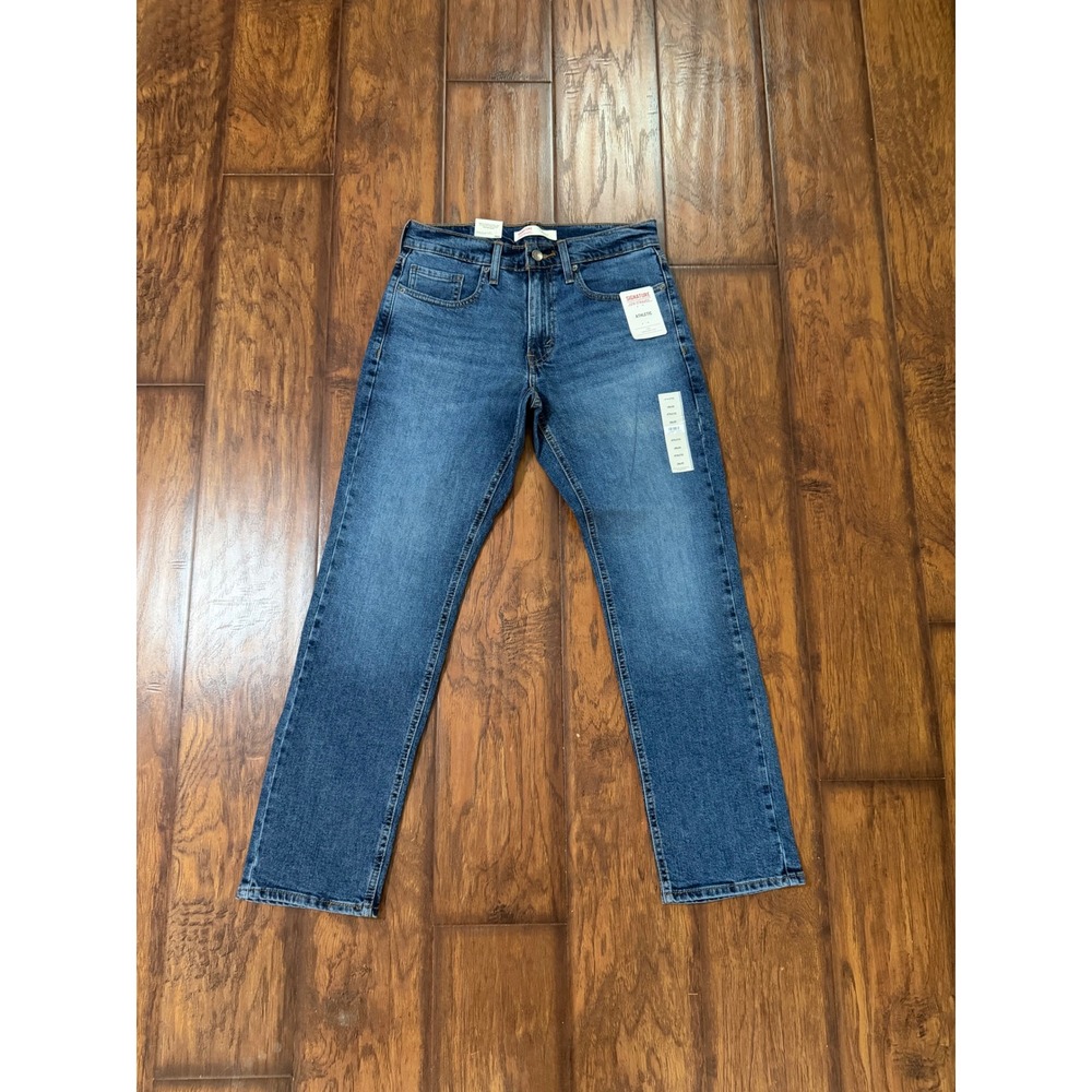 Signature Levi Strauss Athletic Fit Jeans Mens 28x30 Blue New Flex Stretch Denim